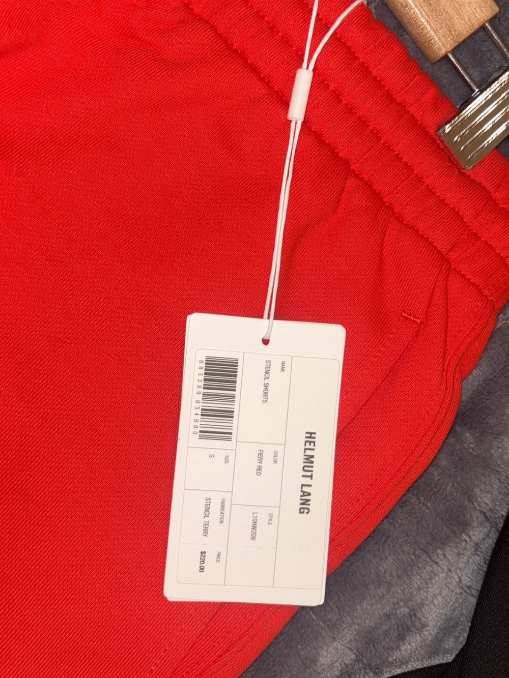 Helmut Lang Red Pullover Hoodie and Matching Shorts Set - Picture 6 of 10